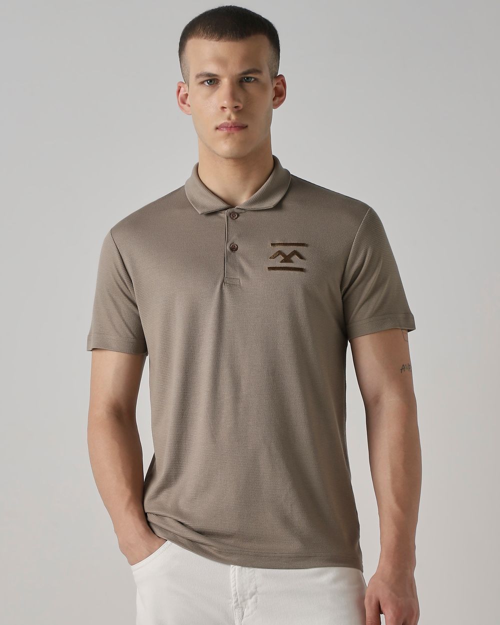 Stone Textured Stretch Slim Fit Polo