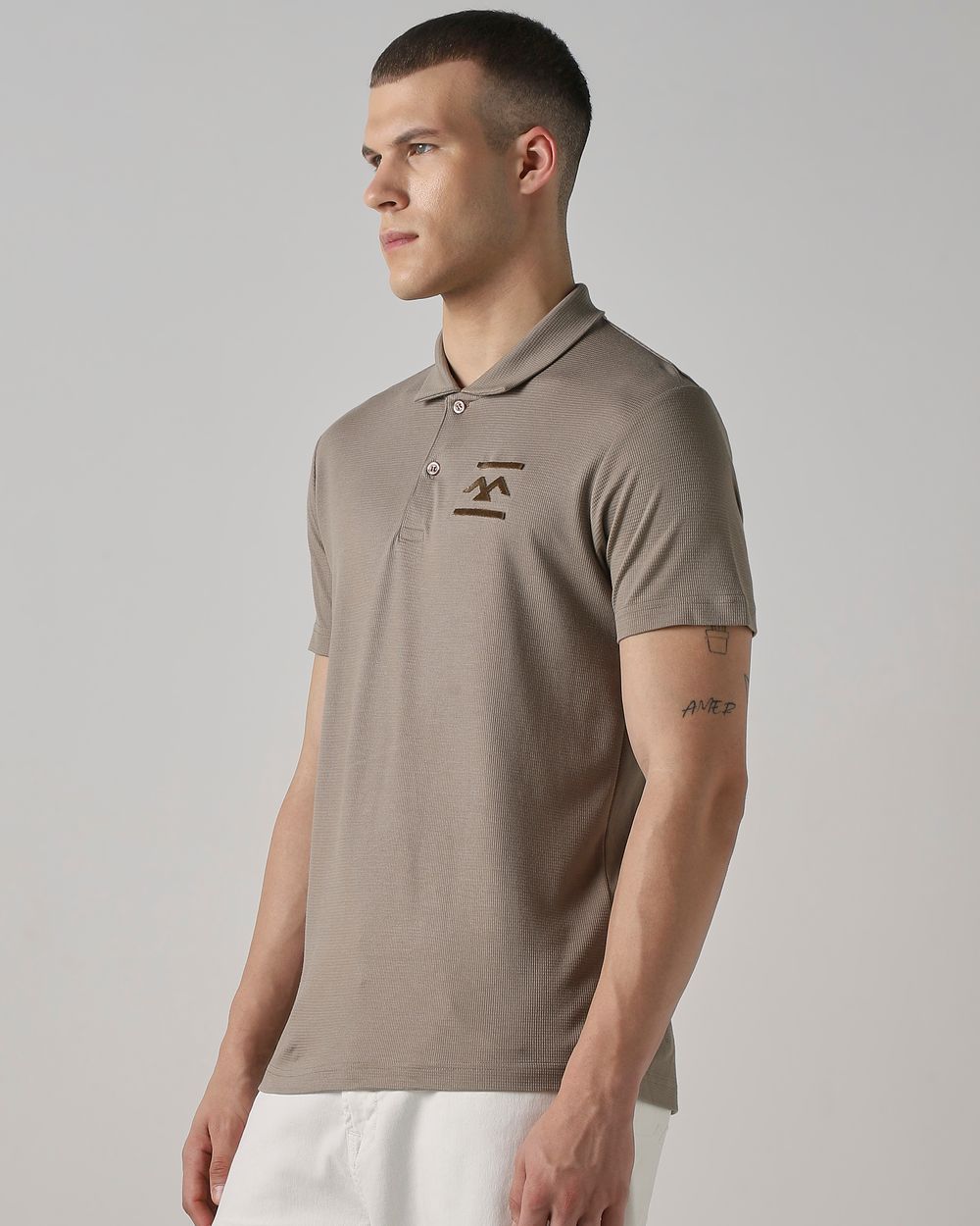 Stone Textured Stretch Slim Fit Polo