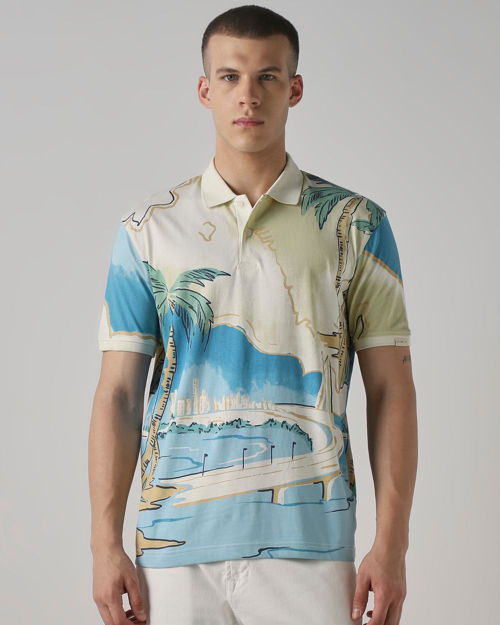 Off White Mumbai Print Regular Fit T-Shirt