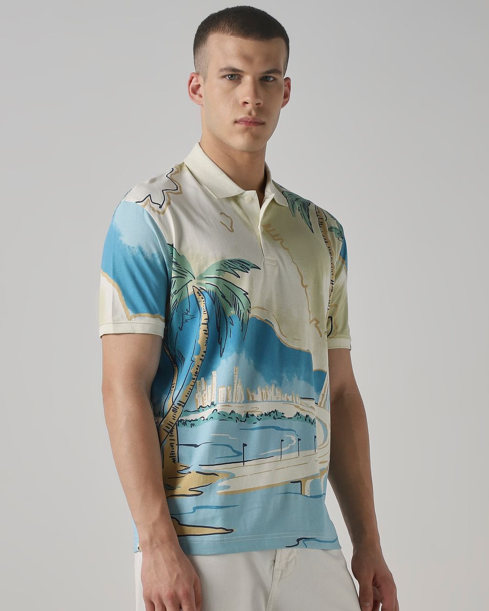 Off White Mumbai Print Regular Fit T-Shirt