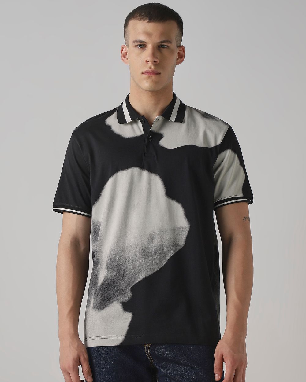 Black Floral Print Regular Fit T-Shirt