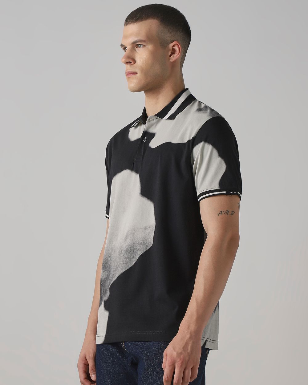 Black Floral Print Regular Fit T-Shirt
