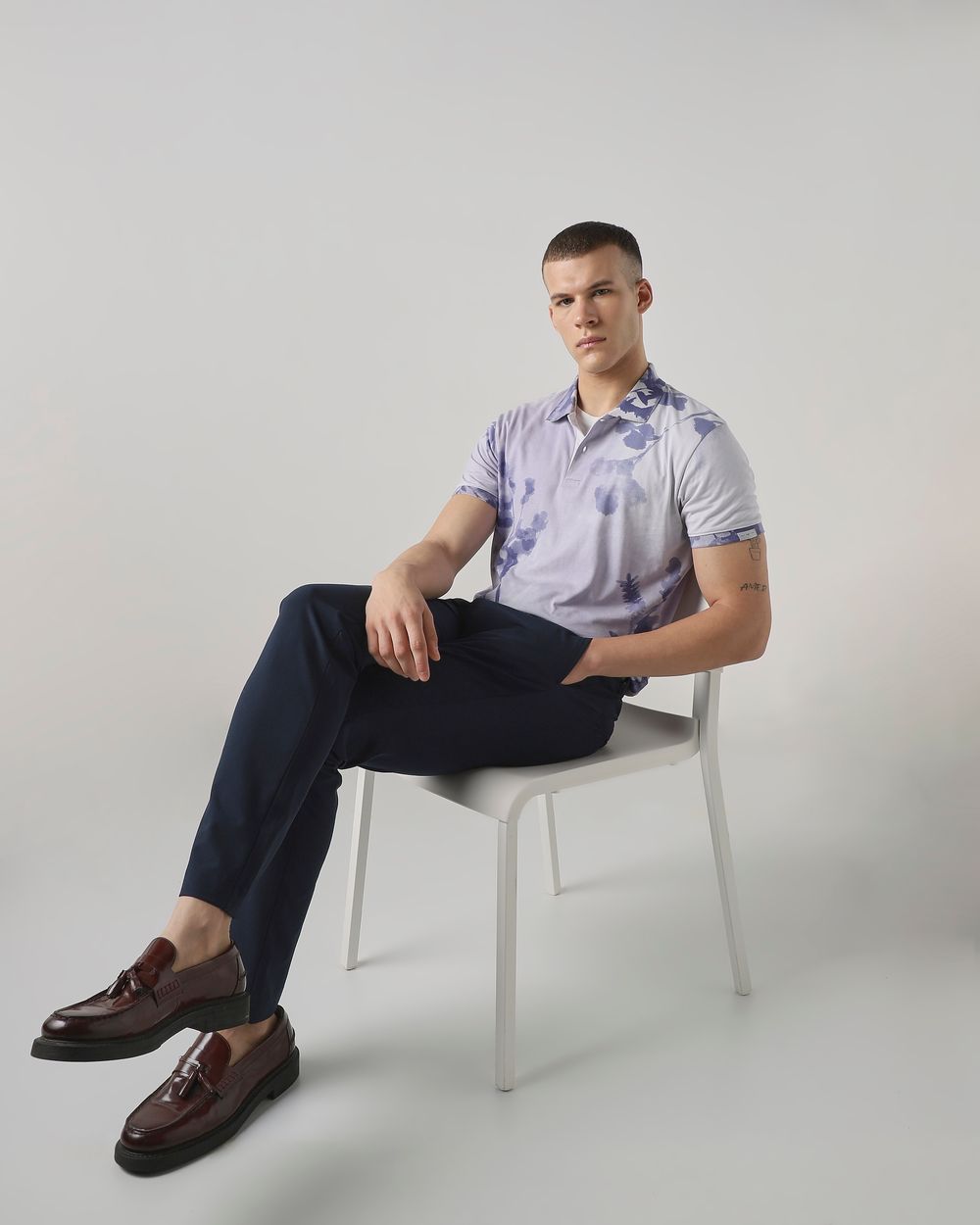 Lilac Floral Print Slim Fit T-Shirt