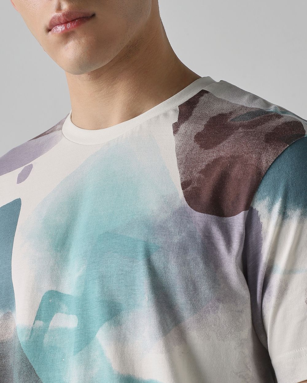 Lilac Abstract Print Regular Fit T-Shirt