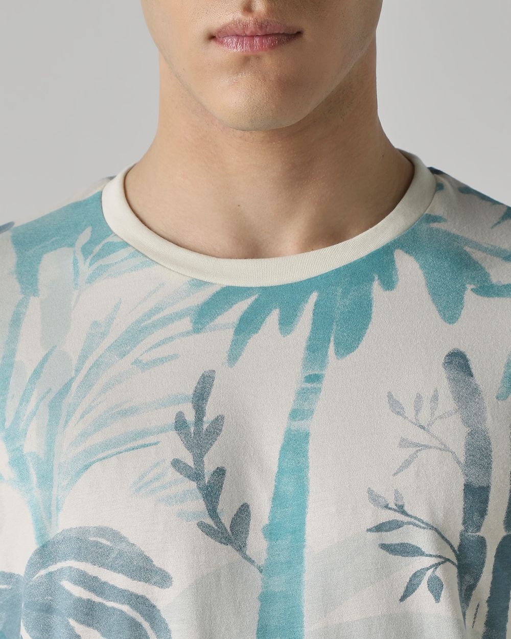 Teal Printed Slim Fit T-Shirt
