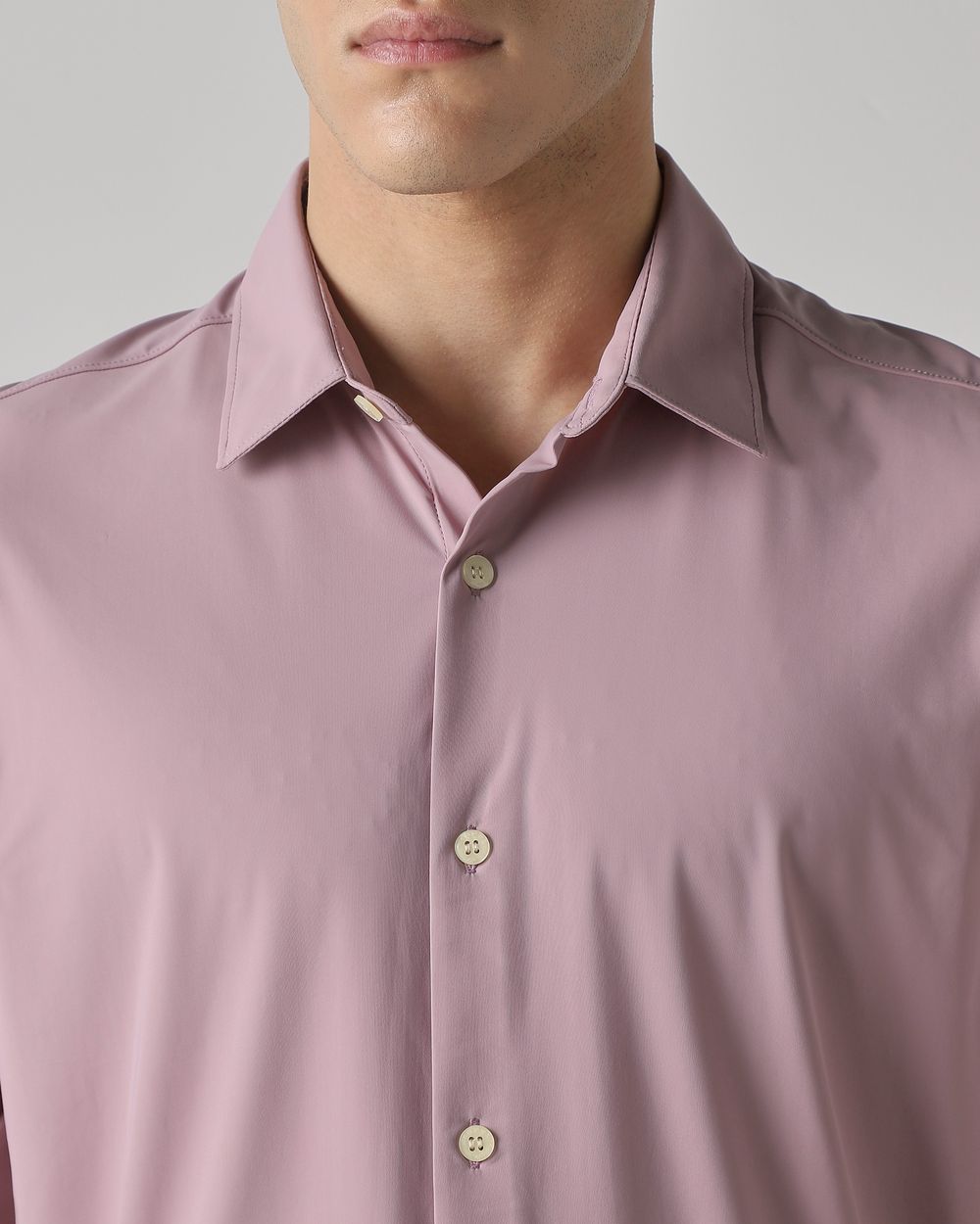Lilac Scuba Stretch Plain Slim Fit Casual Shirt