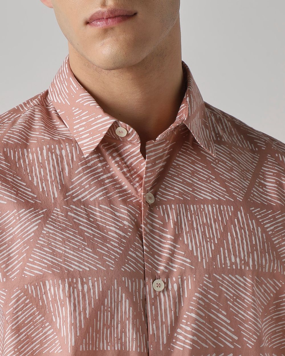 Pink Lightweight Print Slim Fit Casual Shirt