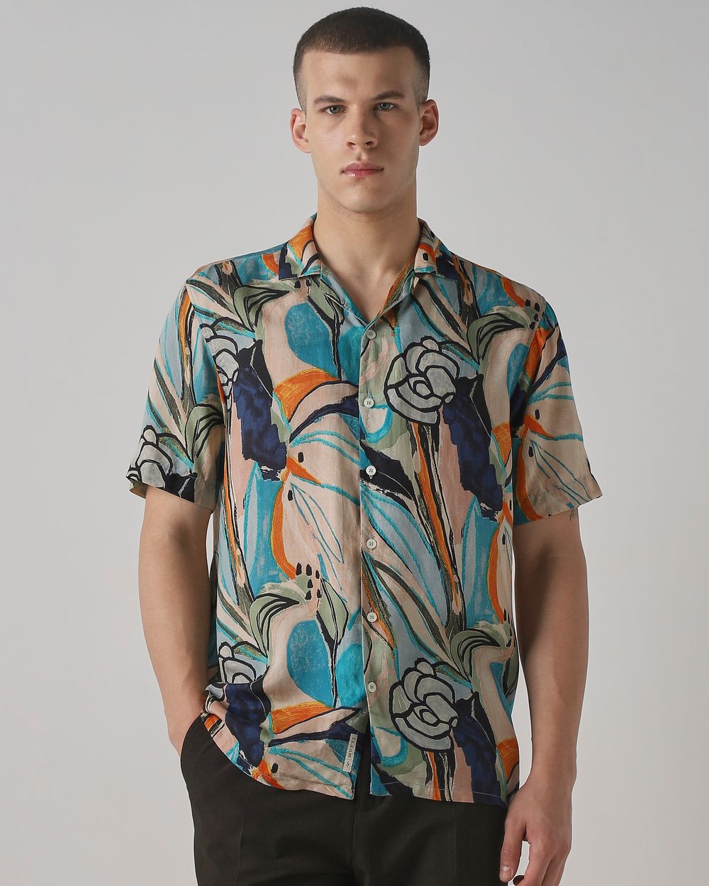 Multi Resort Print Relaxed Fit Casual Shirt