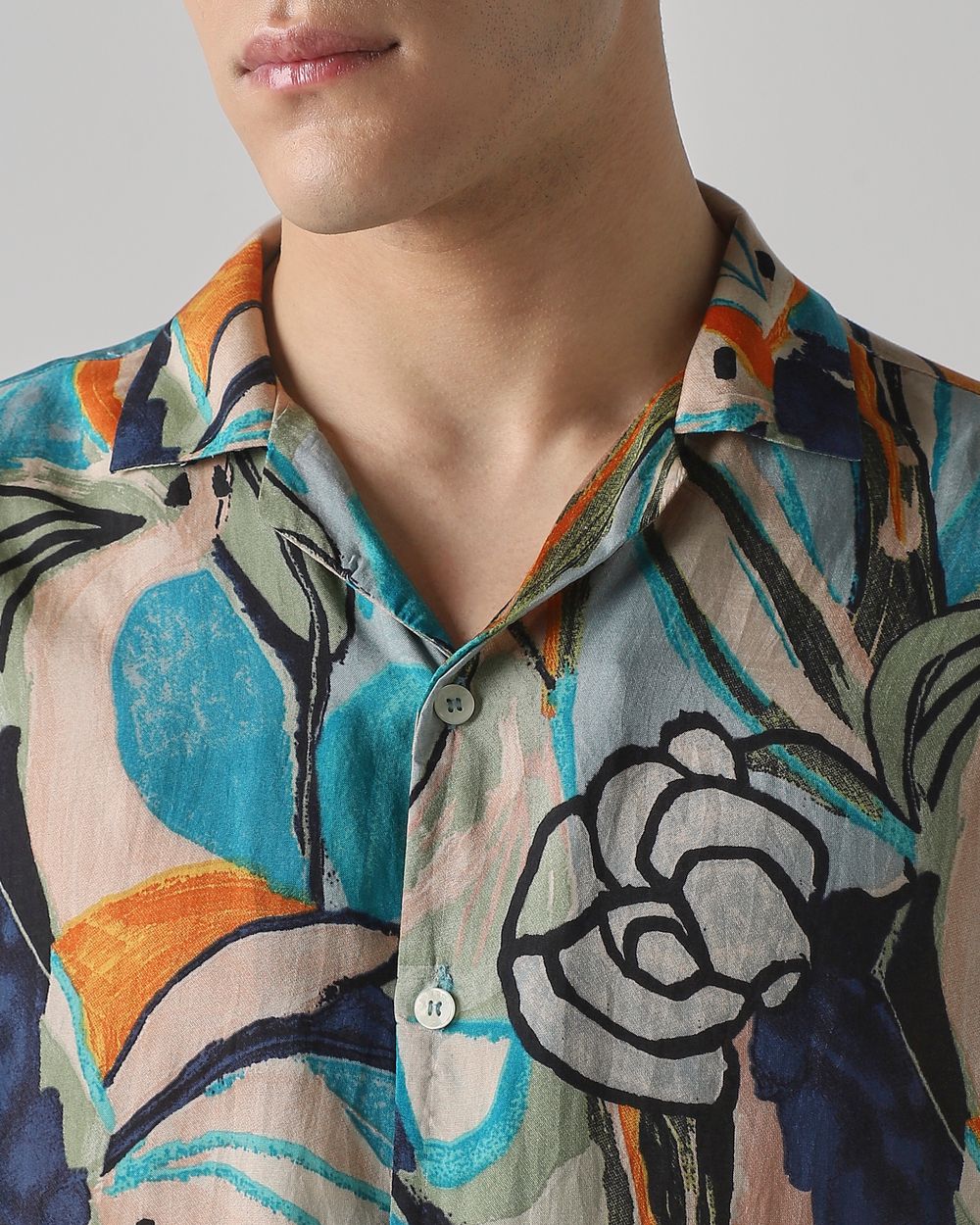 Multi Resort Print Relaxed Fit Casual Shirt