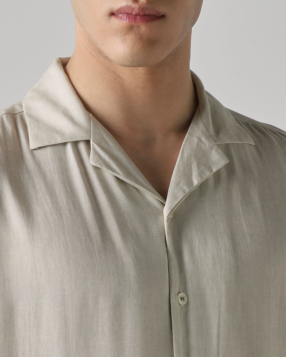 Beige Resort Print Relaxed Fit Casual Shirt