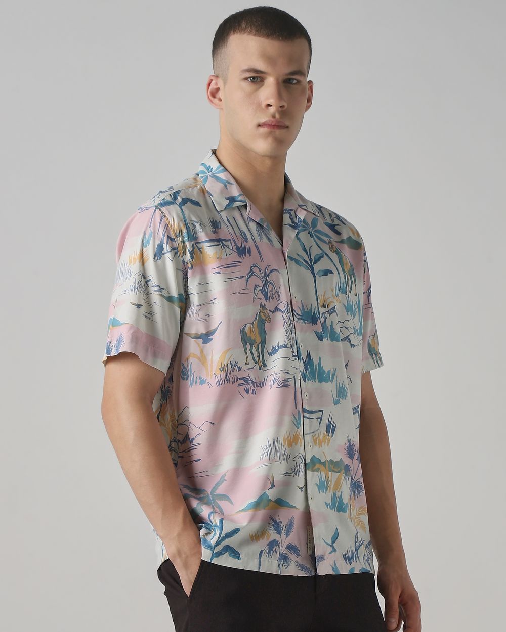 Multi Abstract Print Relaxed Fit Casual Shirt