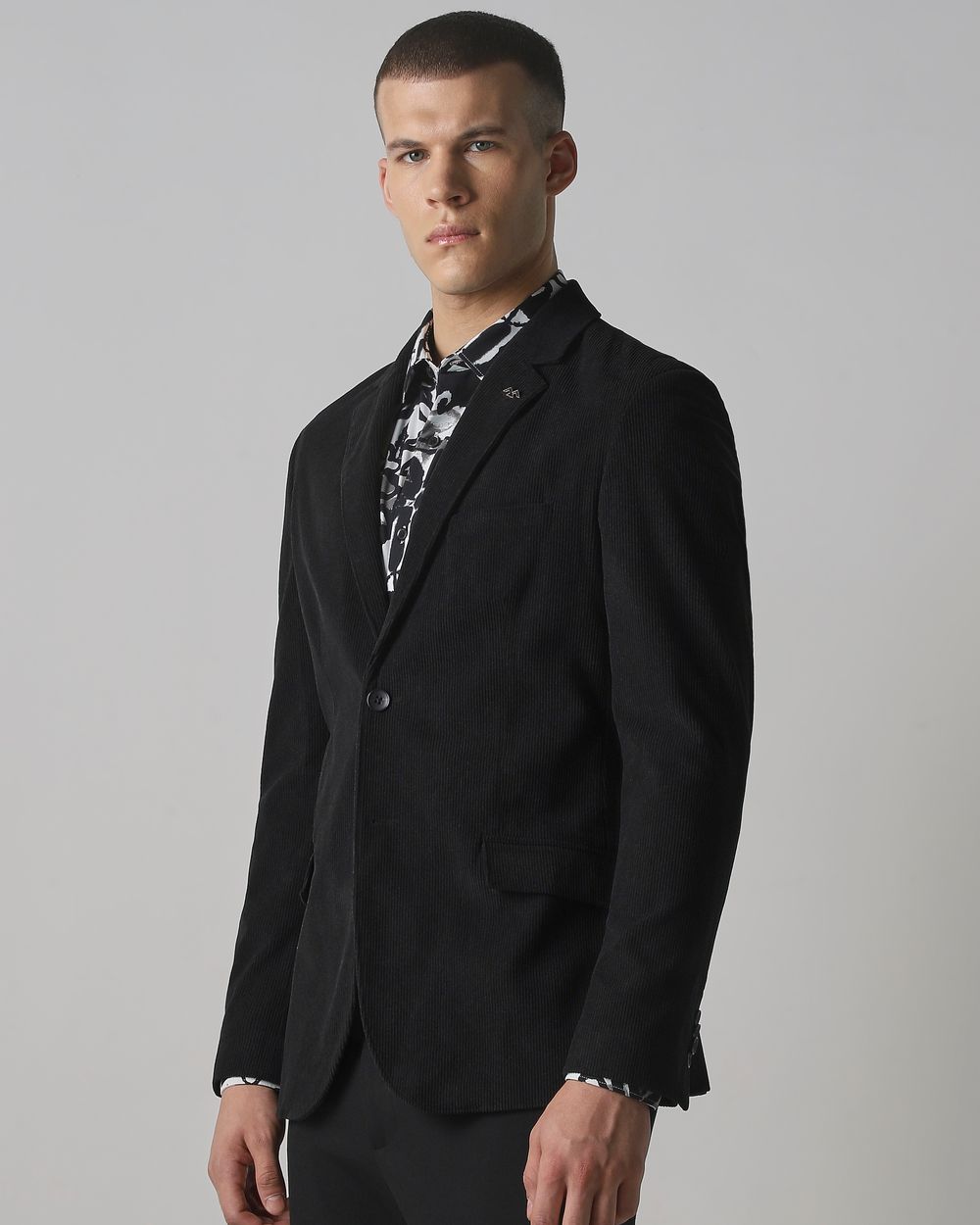 Black Corduroy Slim Fit Blazer