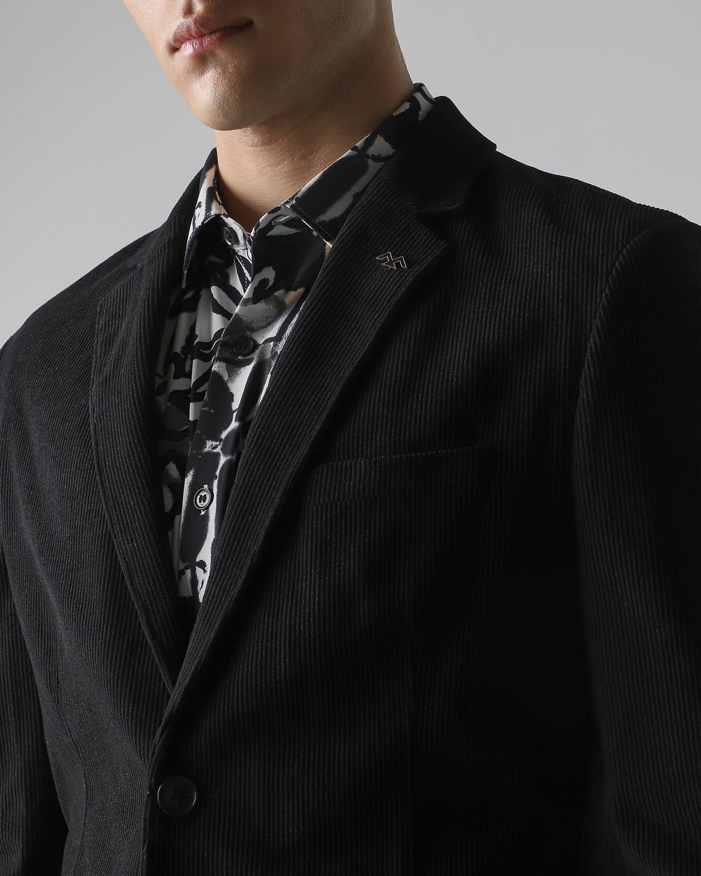 Black Corduroy Slim Fit Blazer