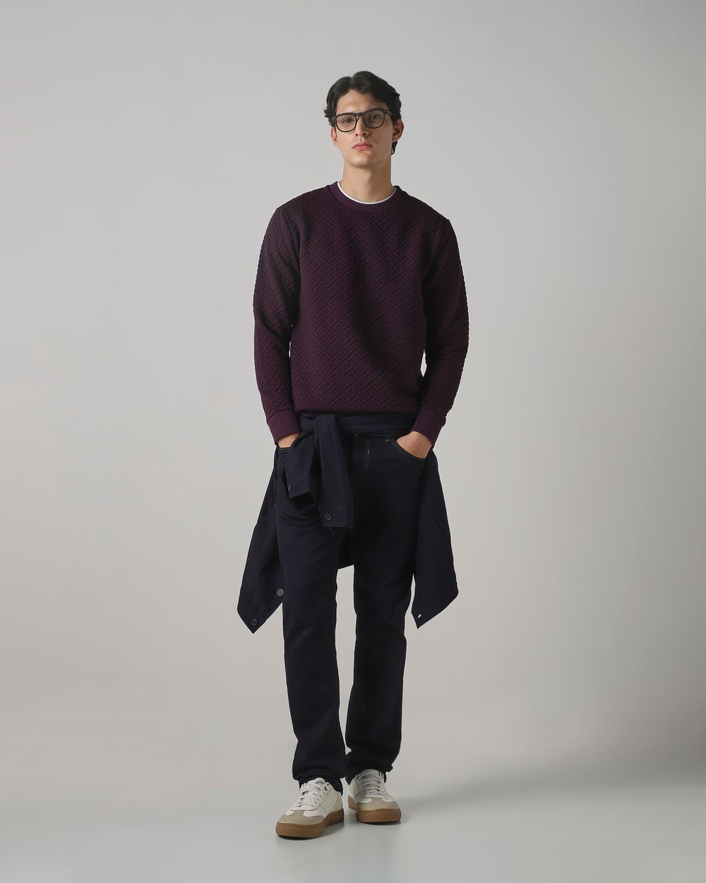 Herringbone Plain Slim Fit Sweatshirt