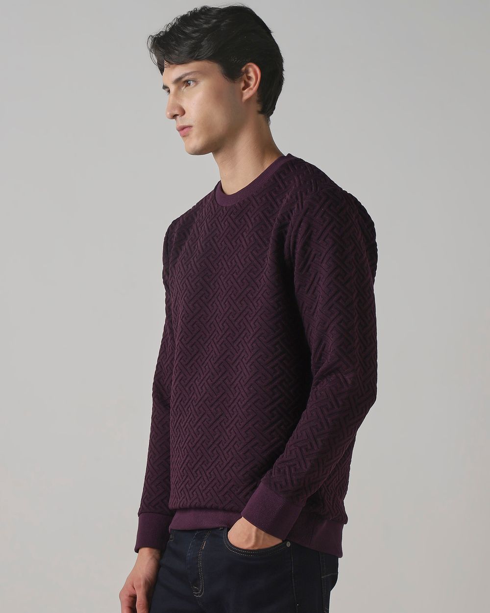Herringbone Plain Slim Fit Sweatshirt