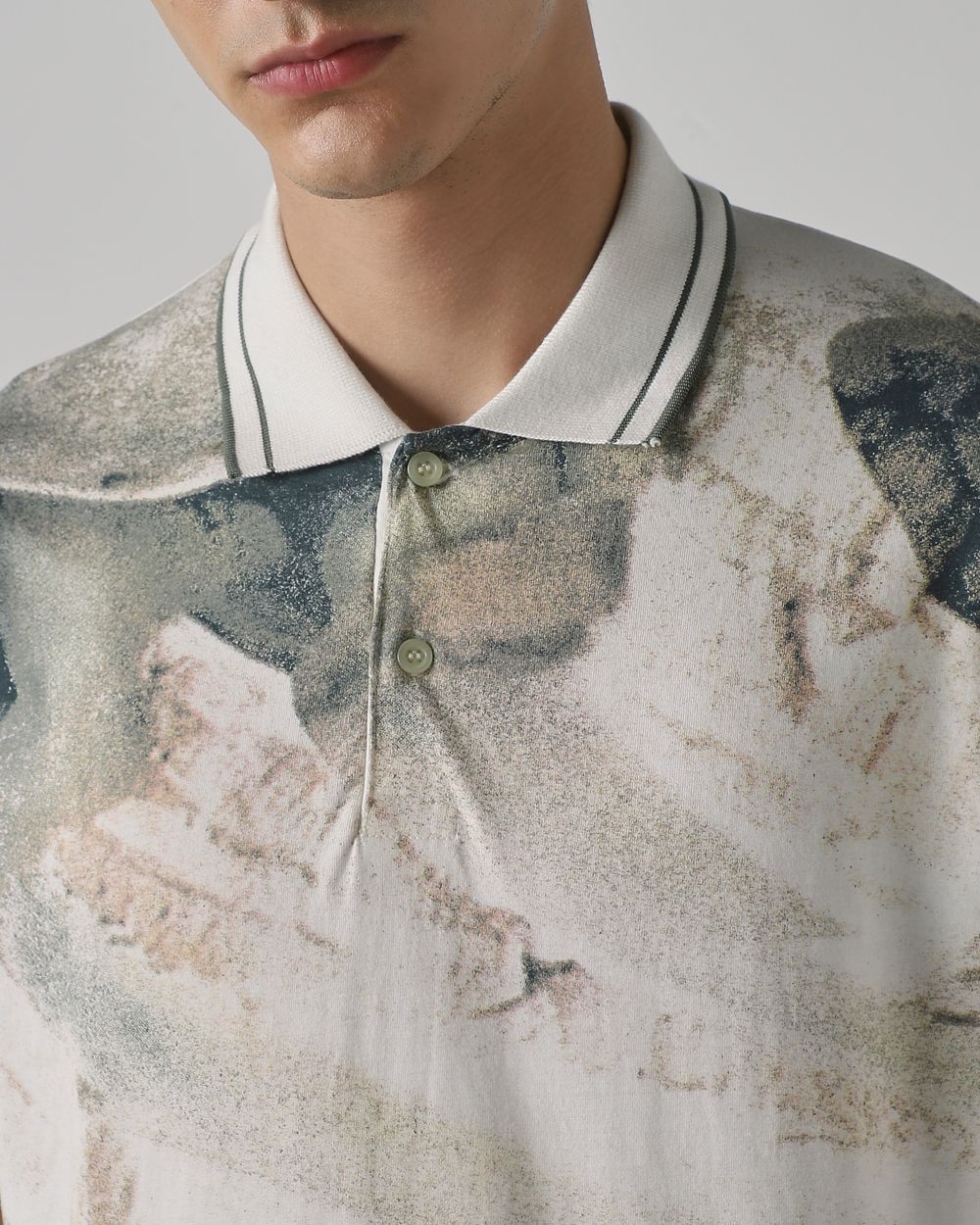 Off White Abstract Print Regular Fit T-Shirt