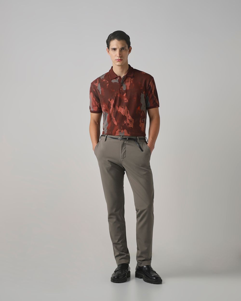 Rust Abstract Textured Regular Fit T-Shirt