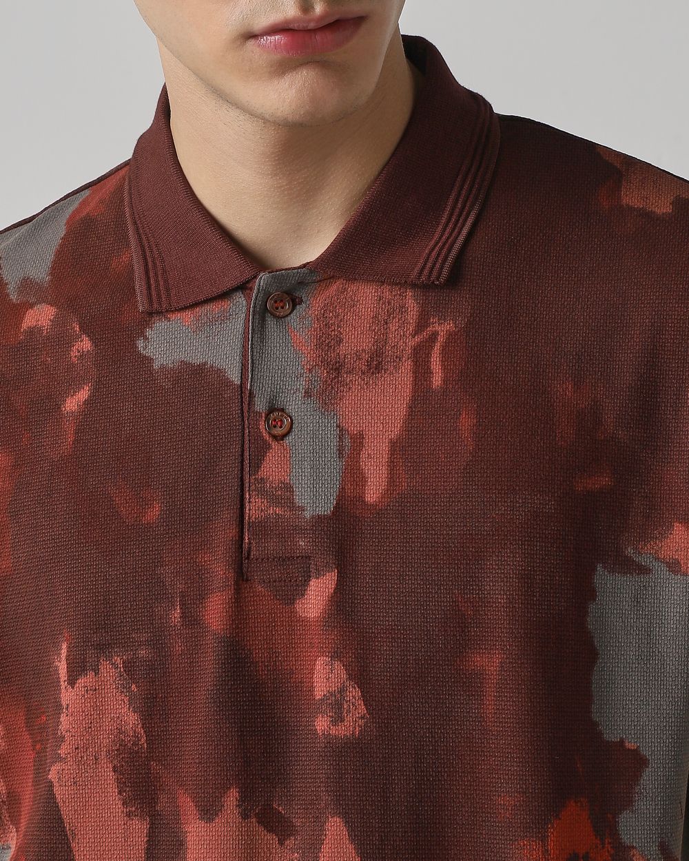 Rust Abstract Textured Regular Fit T-Shirt