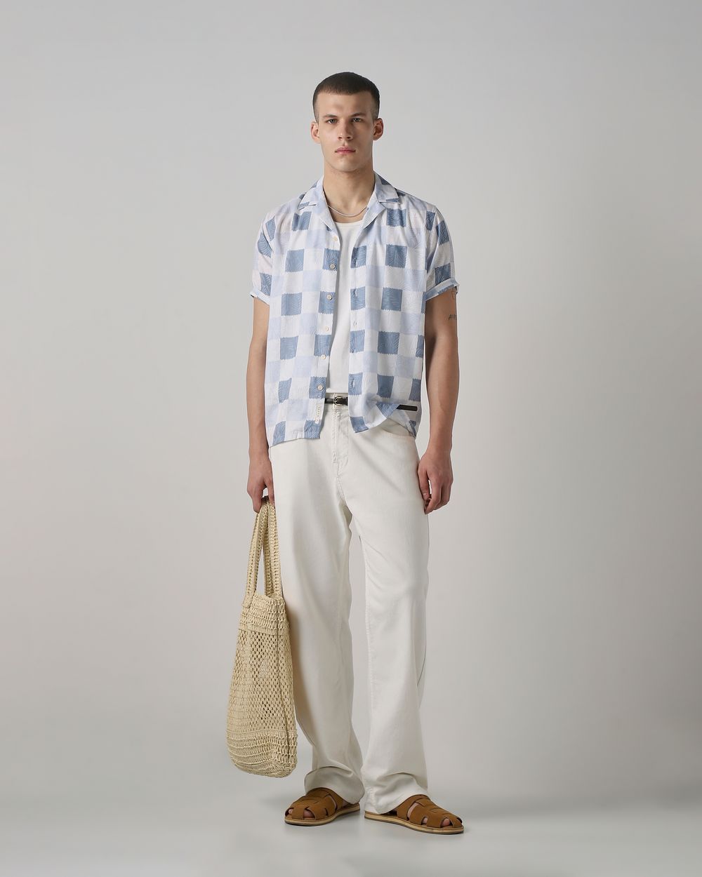 Lilac Textured Check Relaxed Fit Casual Shirt