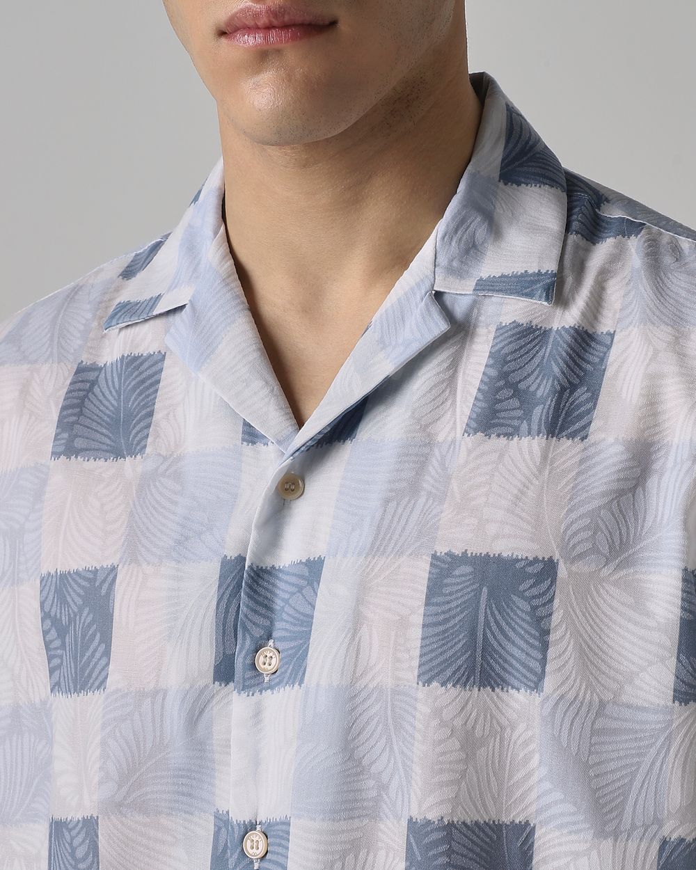 Lilac Textured Check Relaxed Fit Casual Shirt