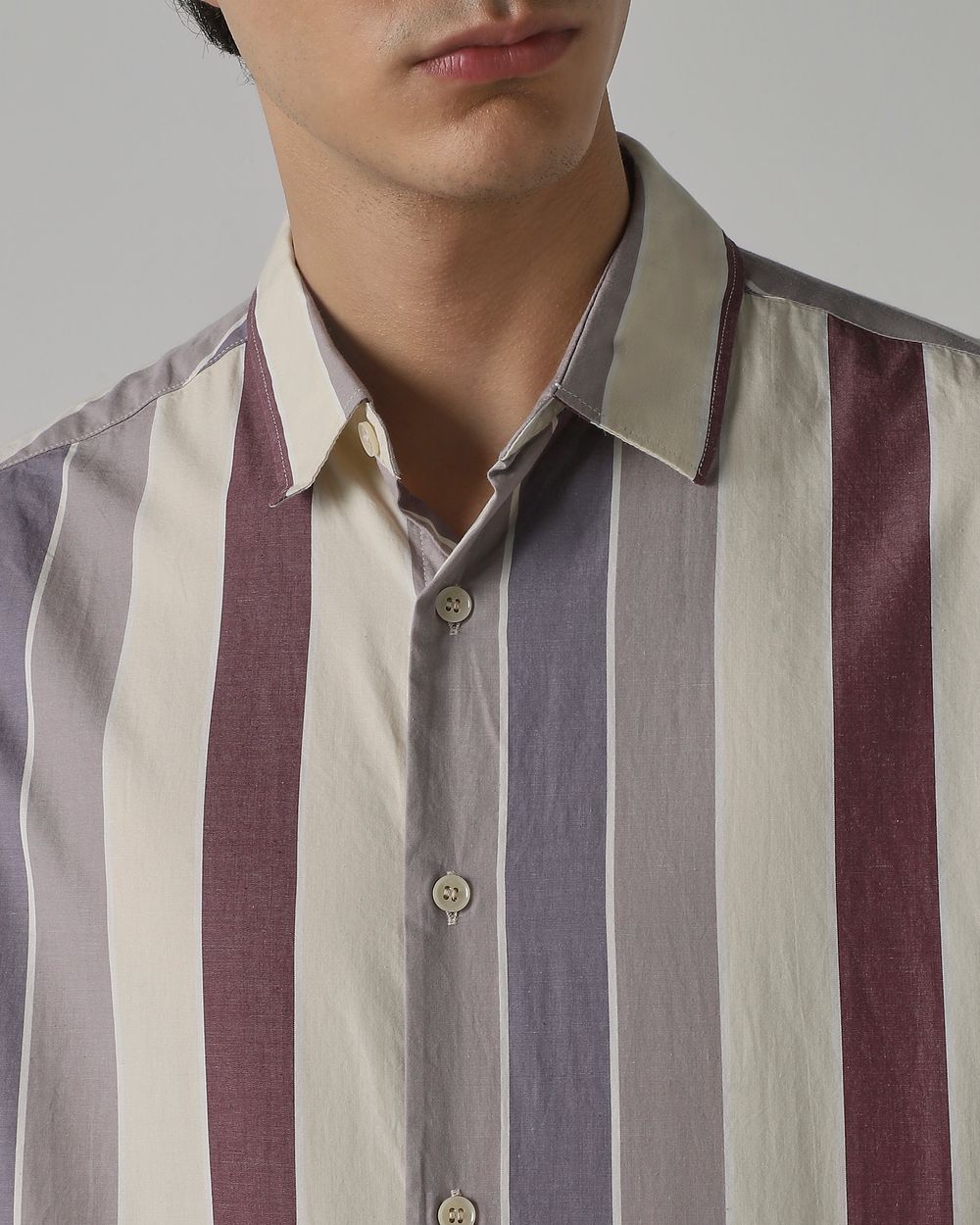 Lilac Wide Stripe Slim Fit Casual Shirt
