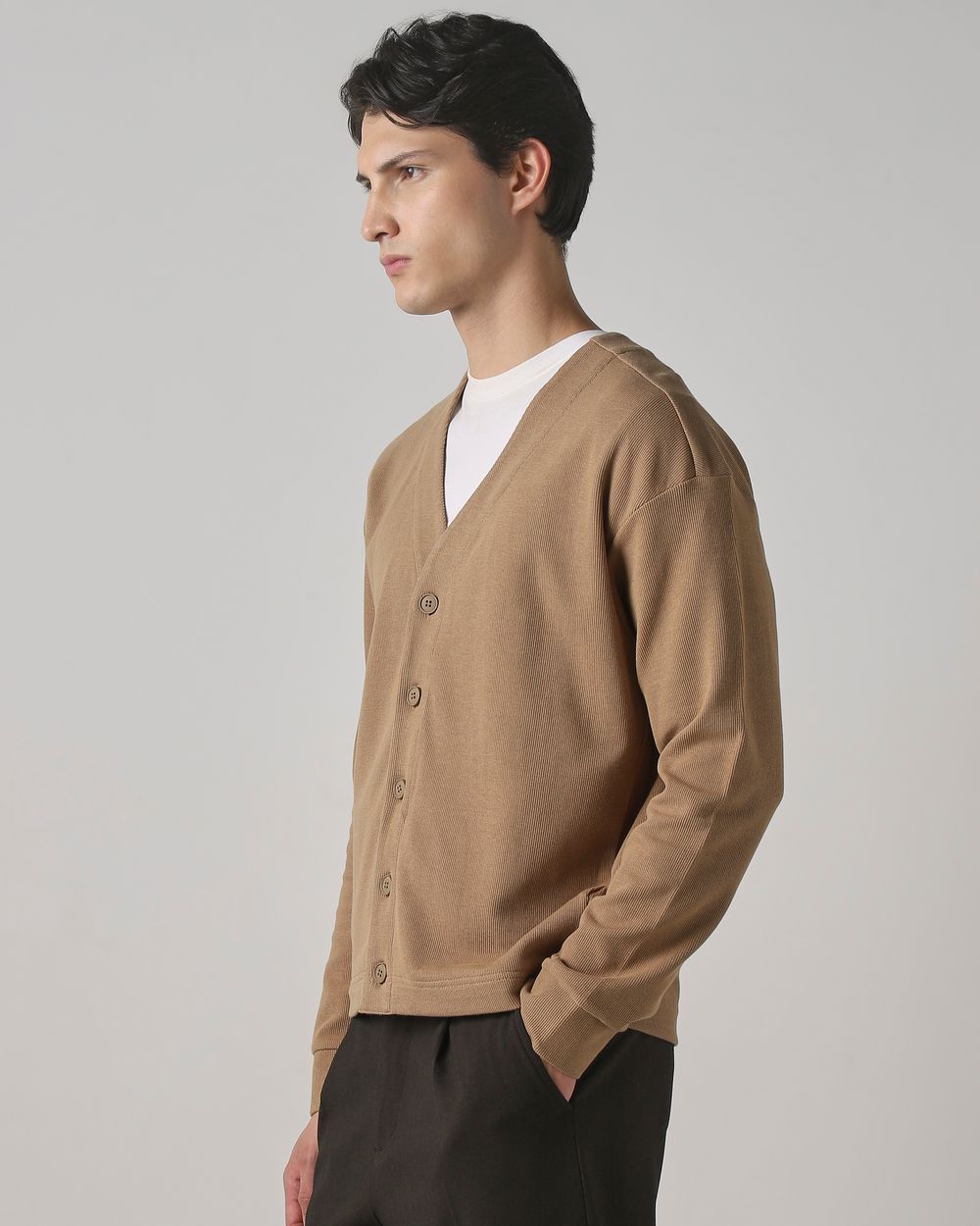 Textured Cardigan Slim Fit Jaquard Sweater