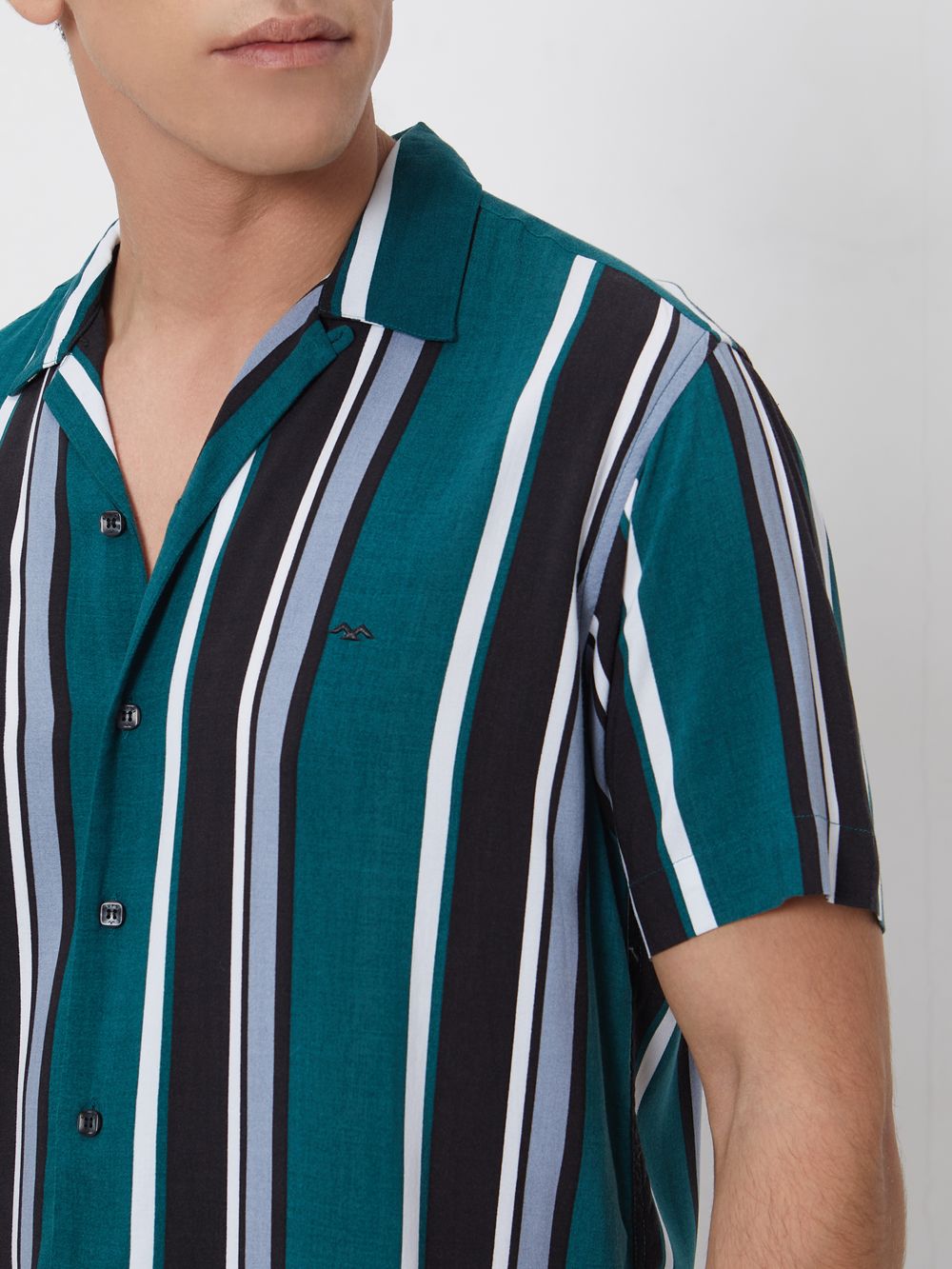 Green Resort Stripe Relaxed Fitcasual Shirt