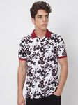 White Floral Print Slim Fit Casual Polo