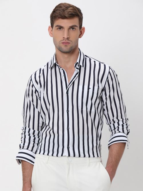 White Candy Stripe Slim Fit Casual Shirt