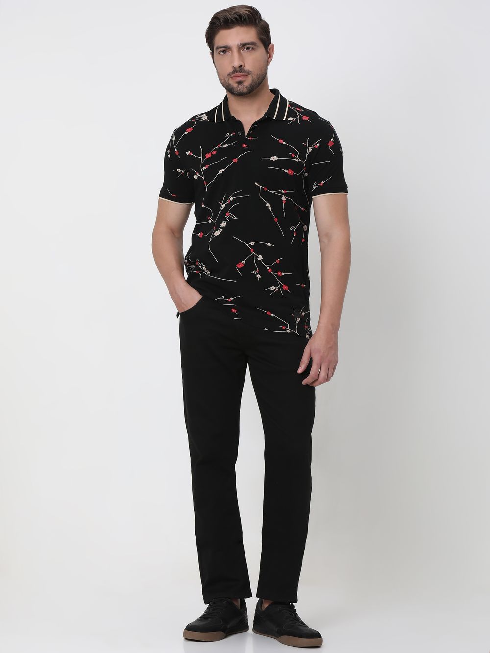 Floral polo black new arrivals