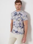 Grey Tribal Print Slim Fit Casual T-Shirt