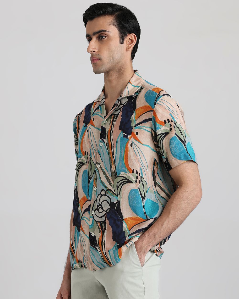 Multi Resort Print Relaxed Fit Casual Shirt