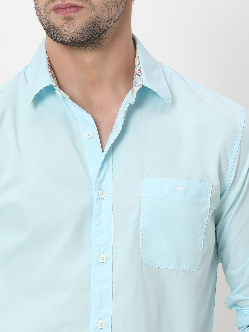 Turquoise Slim Fit Casual Shirt