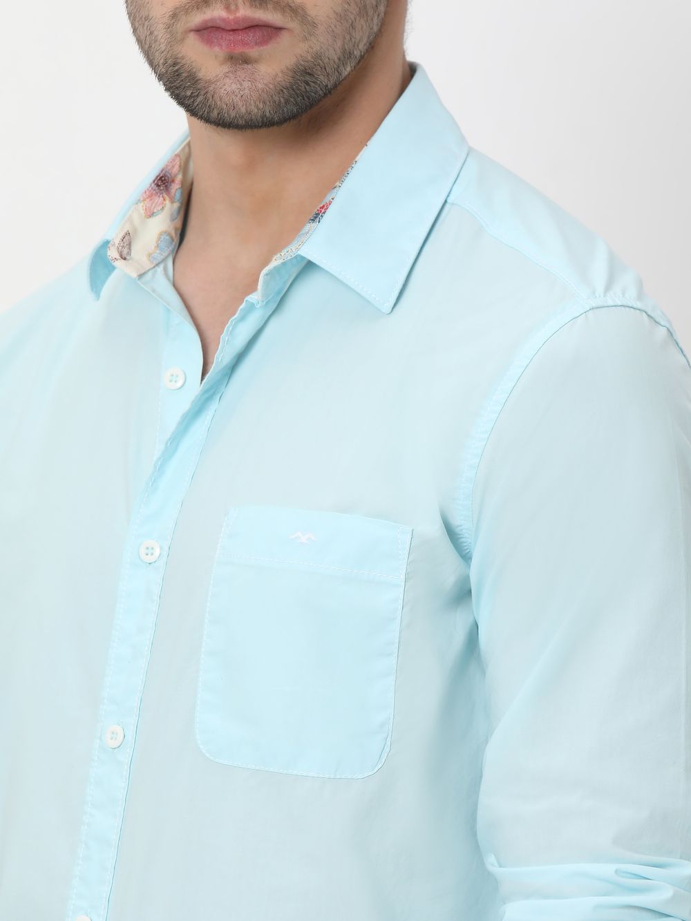 Turquoise Slim Fit Casual Shirt