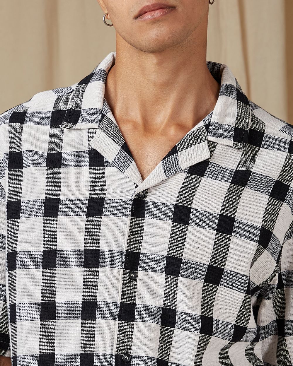 Buy Off White Square Check Loose Fit Casual Shirt Online at