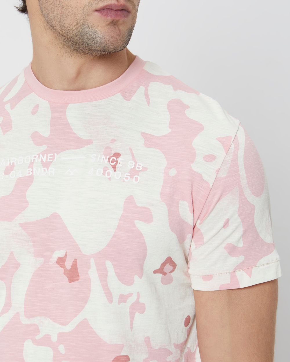 Pink Abstract Print Slim Fit T-Shirt
