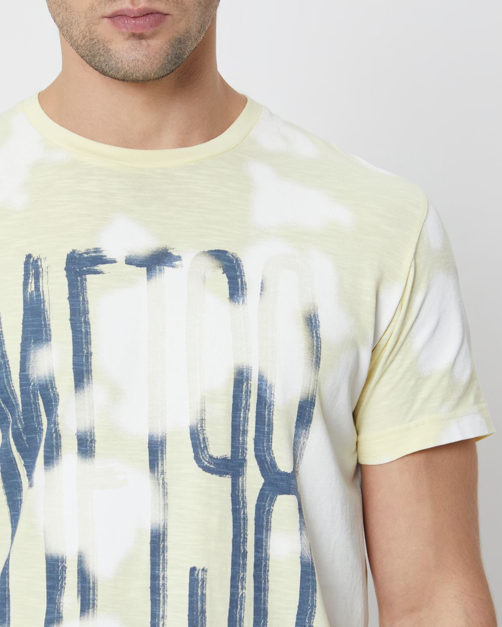 Yellow Cloud Print Slim Fit T-Shirt