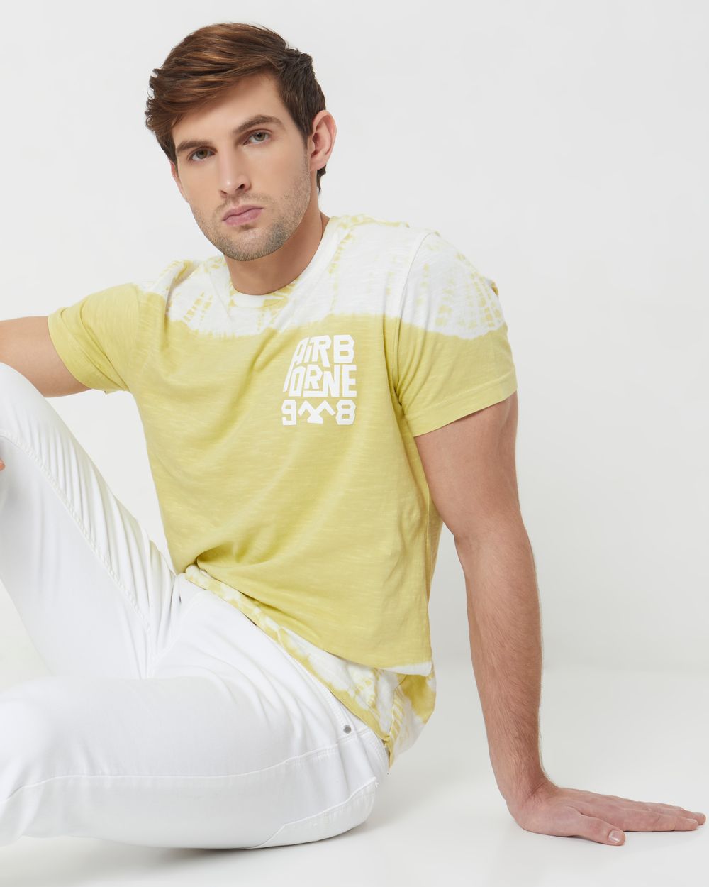 Light Yellow Graphic Print Slim Fit T-Shirt