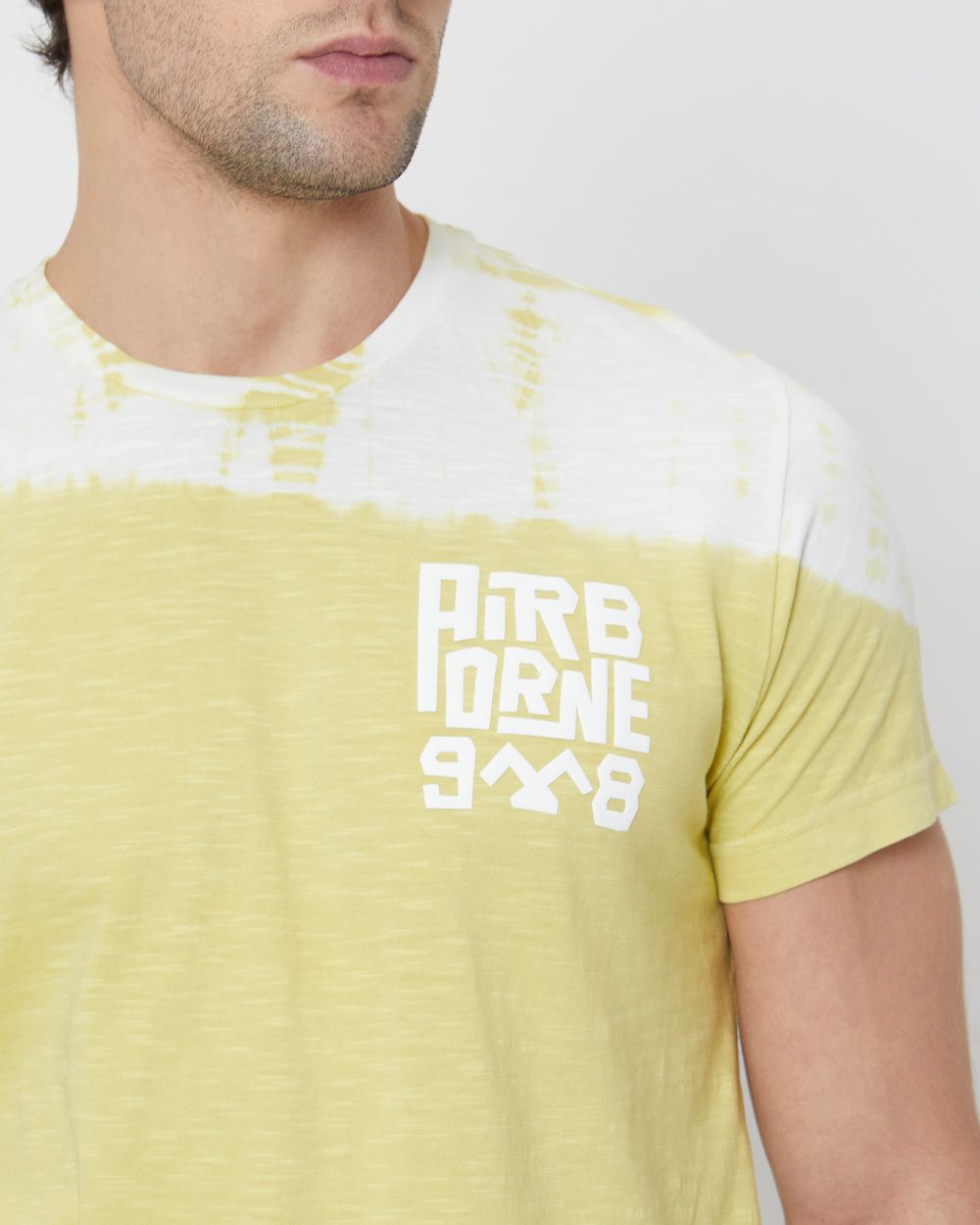Light Yellow Graphic Print Slim Fit T-Shirt