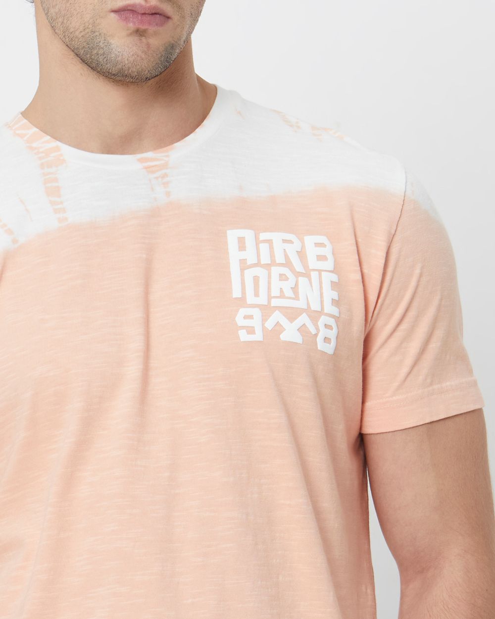 Peach Graphic Print Slim Fit T-Shirt