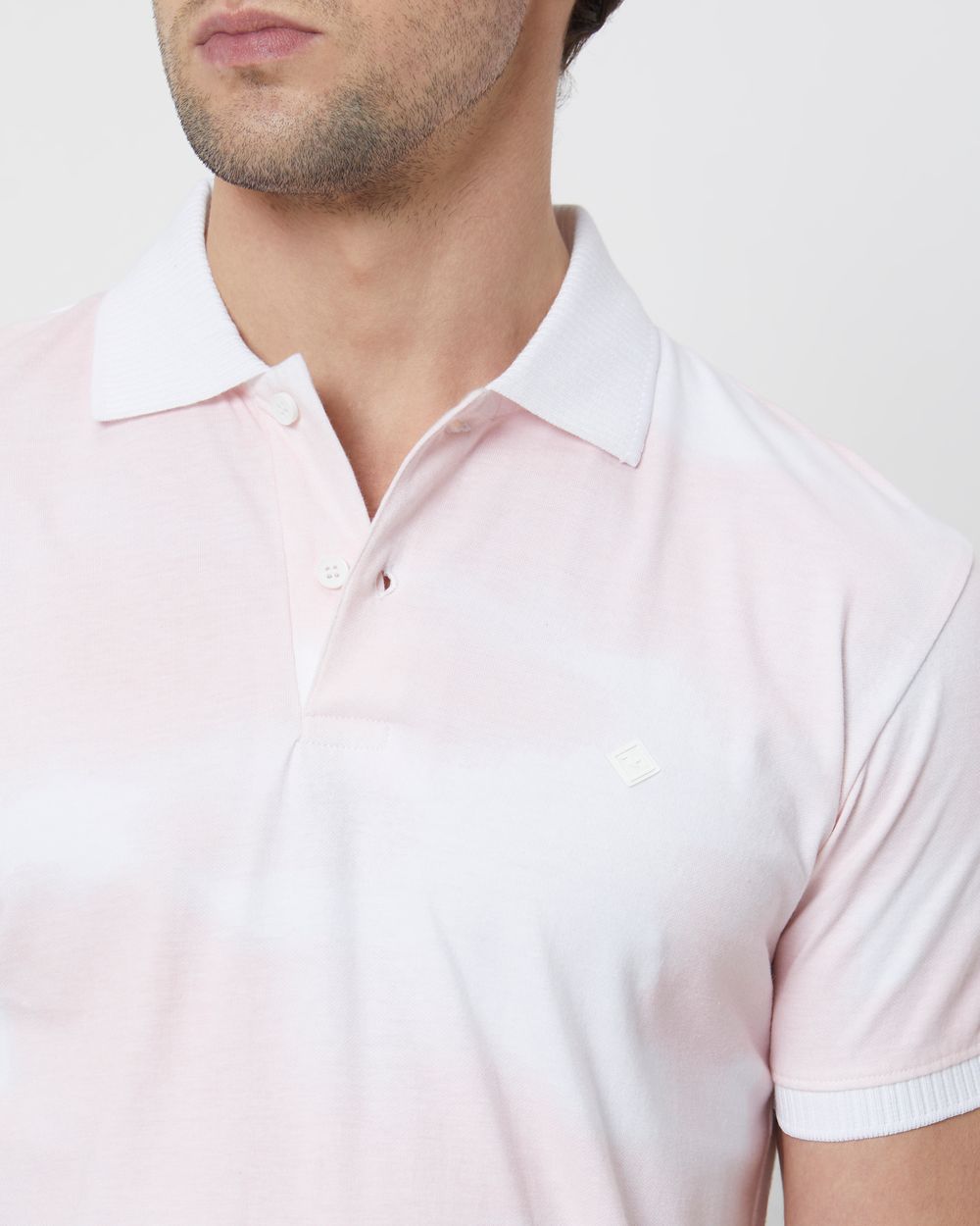 Pink Cloud print Slim Fit Henley T-Shirt