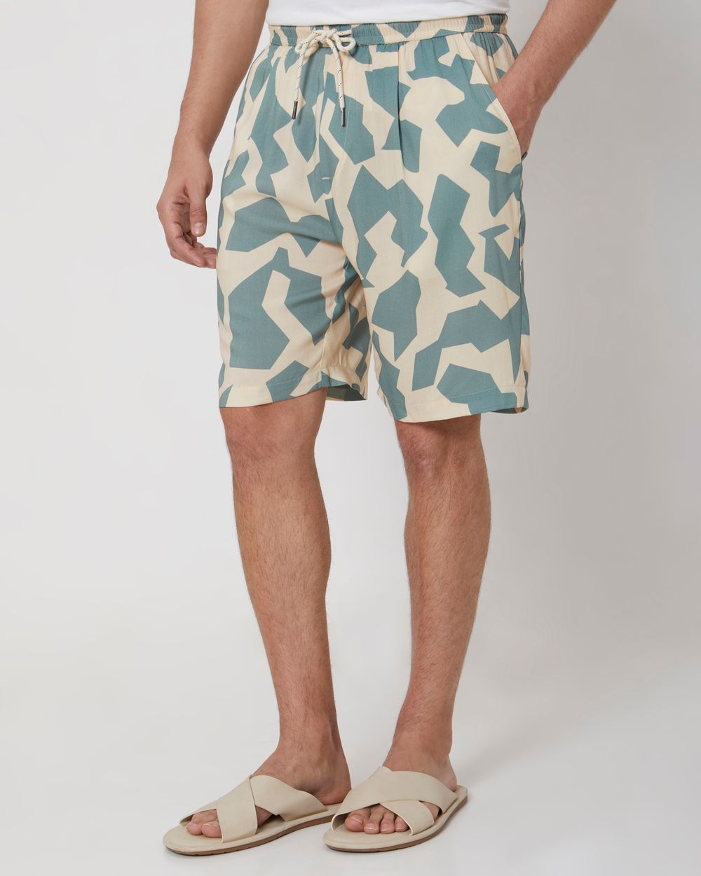 Beige Athleisure Shorts