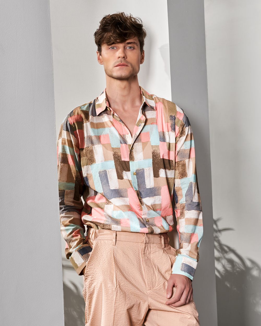 Multi Geometric Print Slim Fit Casual Shirt