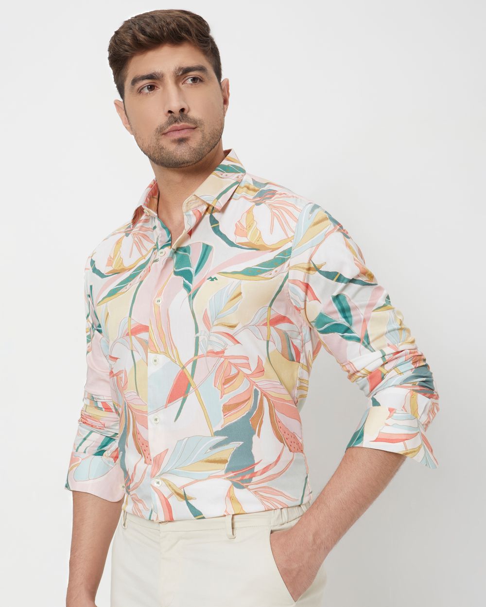 Multi Digital Print Slim Fit Casual Shirt