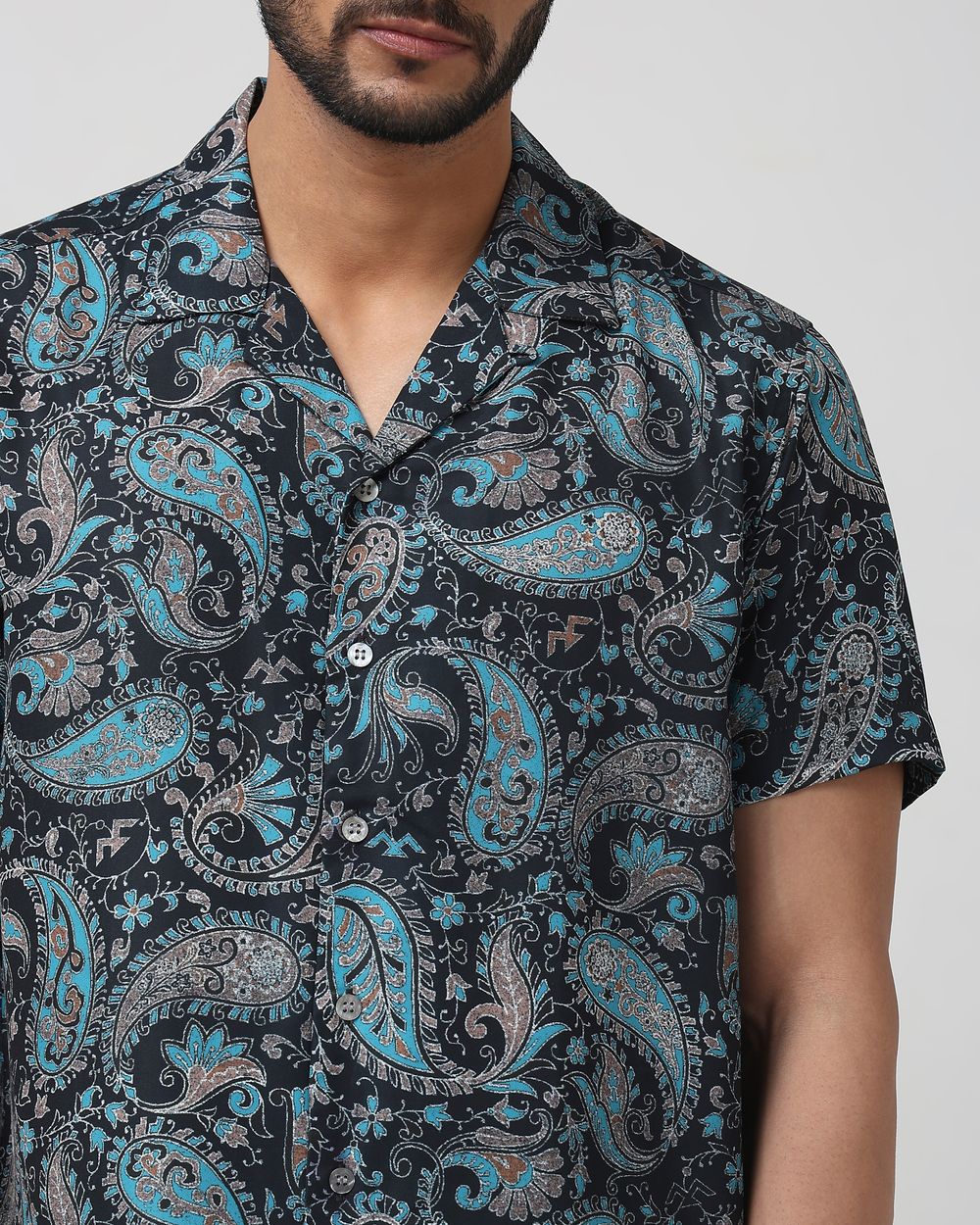 Black Paisley Print Relaxed Fit Casual Shirt