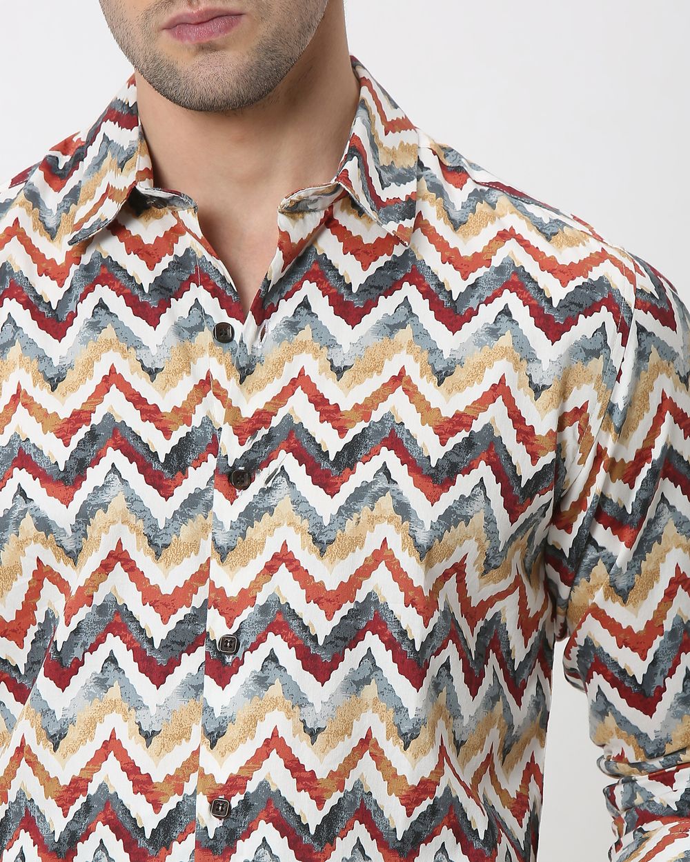 Multi Artisanal Print Slim Fit Casual Shirt