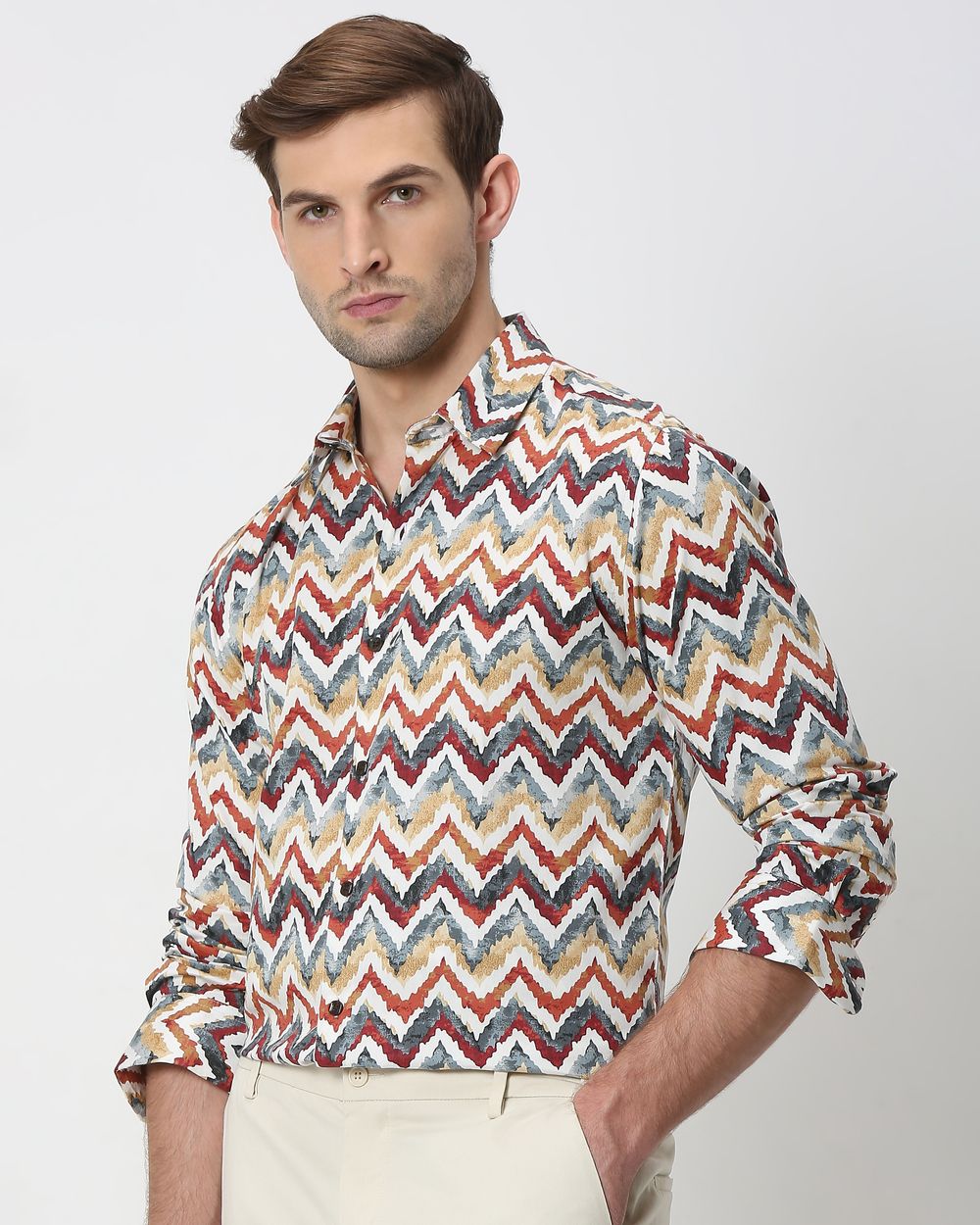 Multi Artisanal Print Slim Fit Casual Shirt