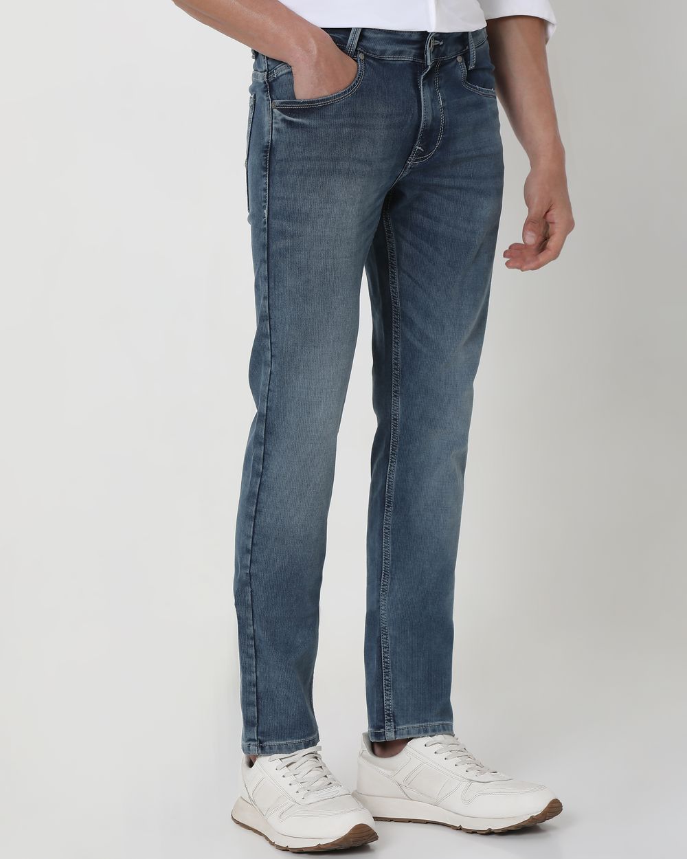 Blue Grey Super Slim Fit Denim Deluxe Stretch Jeans