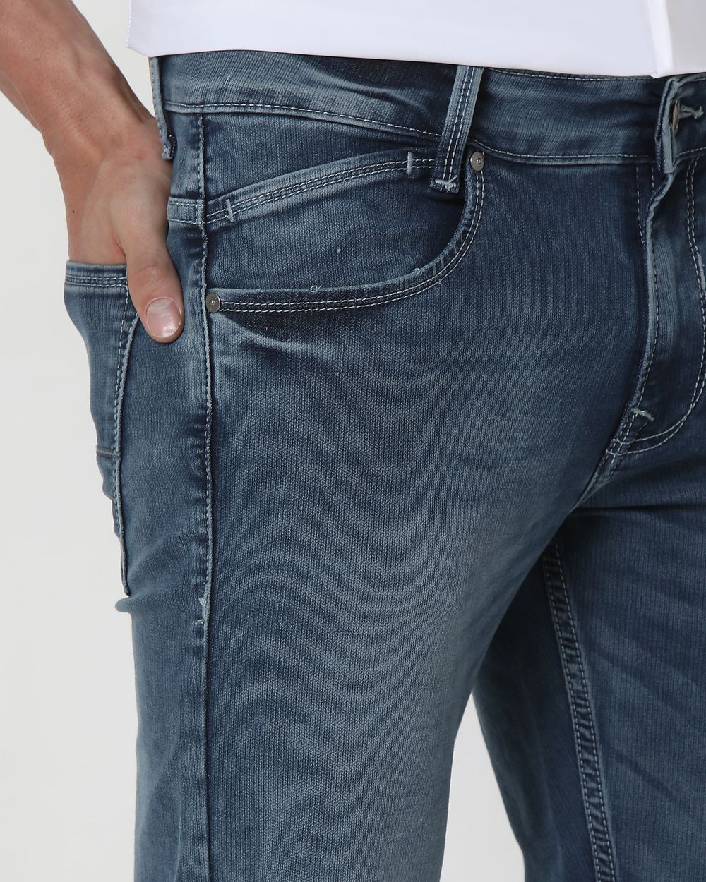 Blue Grey Super Slim Fit Denim Deluxe Stretch Jeans
