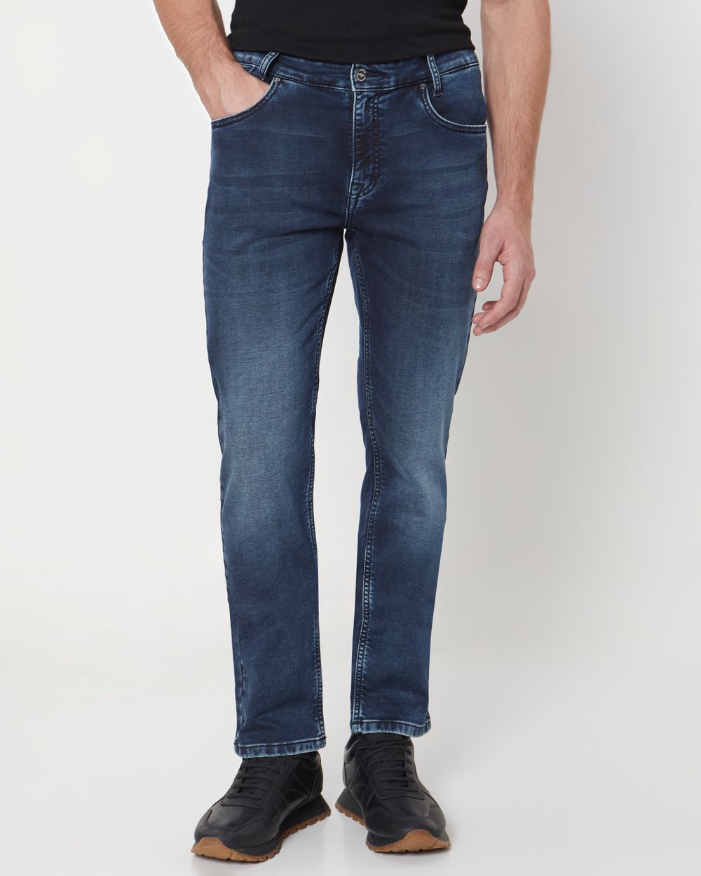 Blue Black Narrow Fit Denim Deluxe Stretch Jeans